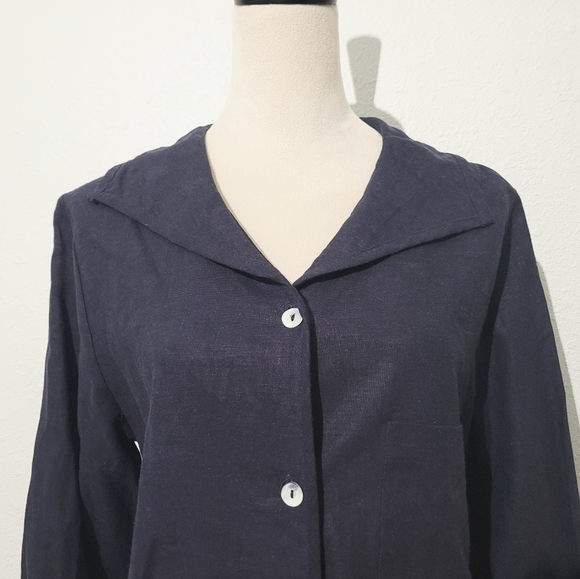 NEW Coldwater Creek Linen Button Front Garden Embroidered Top Tunic Size Medium - Picture 3 of 13